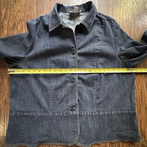Casual Corner Jean Jacket Women's Plus Size 2XL Dark Denim Peplum Stretch - Picture 11 of 11